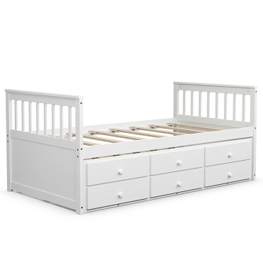 Twin Captain’s Bed with Trundle Bed with 3 Storage Drawers